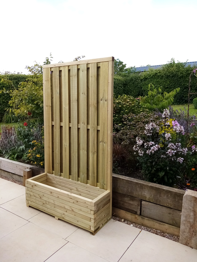 The Chipping Campden Rustic Handmade Tanalised Wood Privacy Panel Planting Trough Part Of Our Cotswold Collection