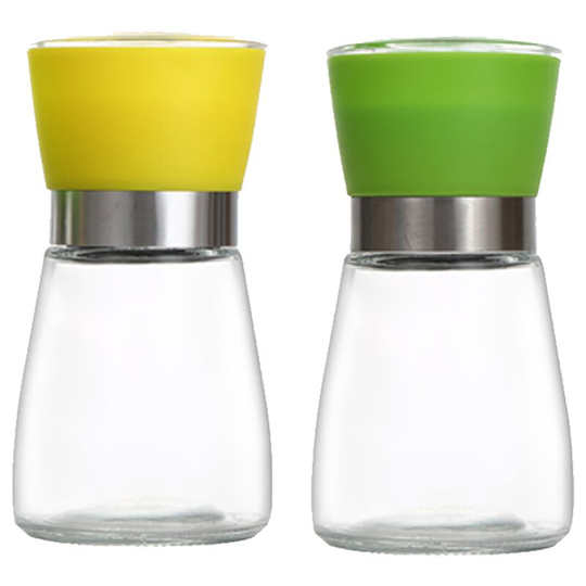 Fvbjd - Salt And Pepper Grinder Set (4 Pcs)-Durable Stainless Steel Salt And Pepper Grinder-Spice Grinder yellow + green