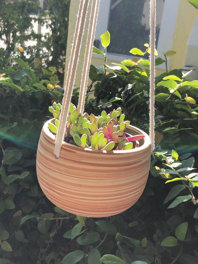 Ceramic Hanging Planter With Macrame Plant Hanger, Planter, Succulent Wall Holder