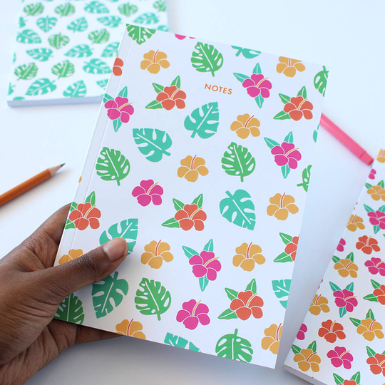Tropical Monstera And Hibiscus Notebook