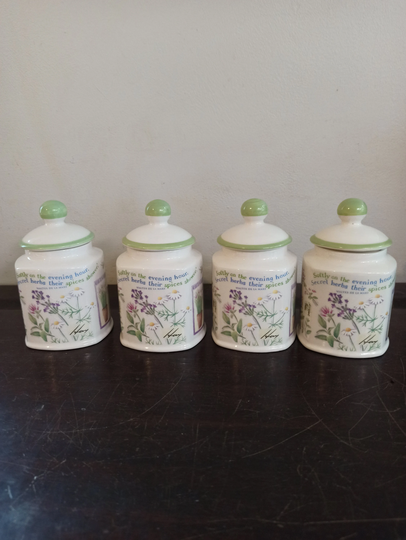 Vintage Boots Herbs & Spices Storage Jars By Judith Glover