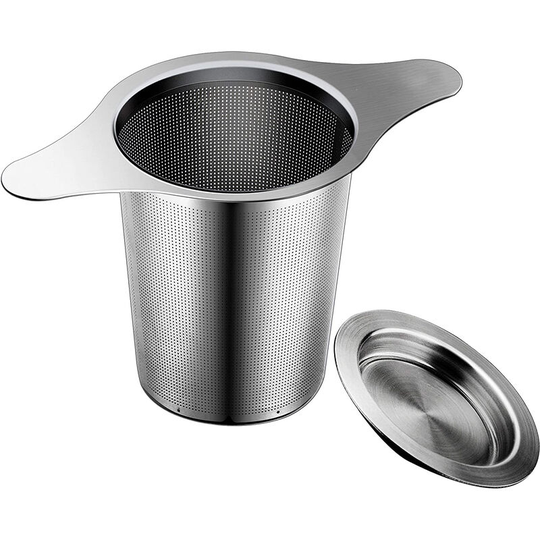 Extra Fine 18/8 Stainless Steel Tea Infuser Mesh Strainer with Large Capacity & Perfect Size Double Handles for Hanging on Teapots, Mugs, Cups To