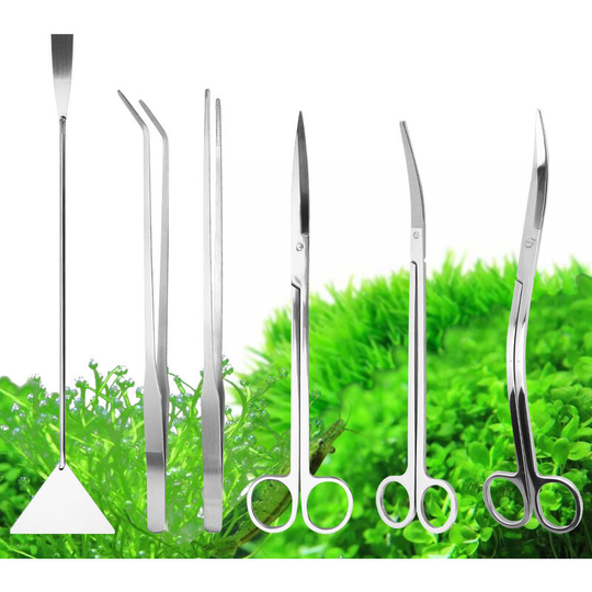 Stainless Steel Aquatic Scissors Aquascape Pruning Tools, Wave Cutter, Weed Scraper Set of 3 Canvas Bags (25CM Curved Scissors, 32CM Leveler, 27CM