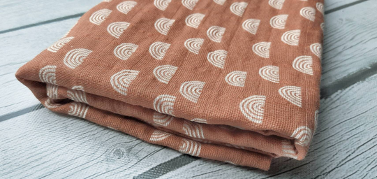 Rainbow Baby Blanket, 100% Organic Cotton Muslin, 36"x36