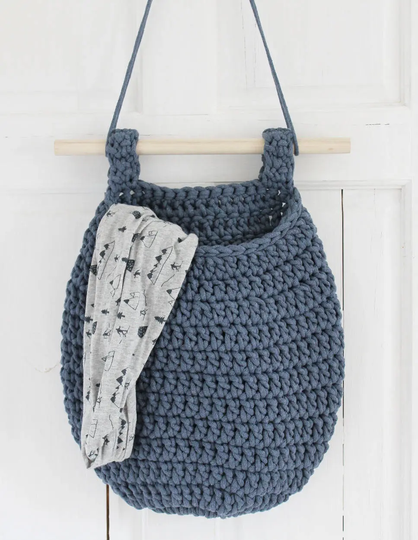 Crochet Hanging Basket, Storage Bag, Blue Homedecor, Kids Wall Decor, Baby Shower Gift, Nursery Toys, Organizer