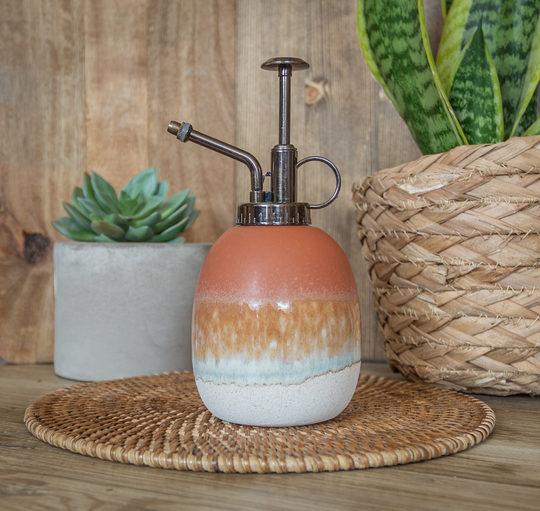 Vintage Ceramic Plant Mister | Terracotta Glazed Water Spray Spritzer