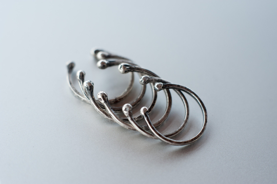 Open Ring Set, Organically Shaped Rustic Fused Wabi Sabi Mobile Gently Oxidised Rings