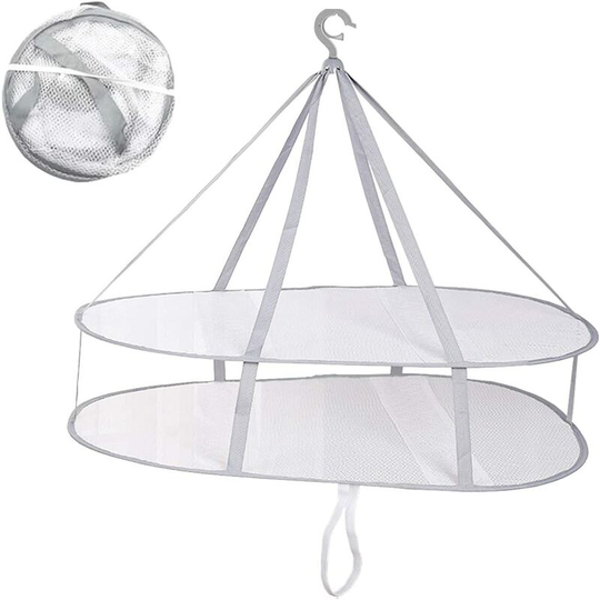 Bearsu - Foldable Herb Drying Rack Mesh Drying Net Hanging Clothes Plant Socks Multifunction Indoor Outdoor Hanger 2 Layers (61 x 78cm)