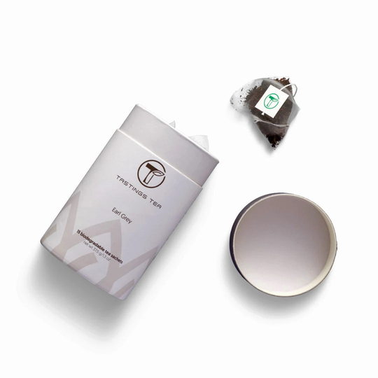 Earl Grey Tea in Biodegradable Sachets By Tastings - Small Batch Blended Organic From Nilgiri India Blended With Bergamot