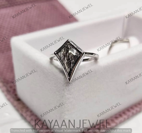 2.35Ct Salt & Pepper Kite Cut Diamond Engagement Wedding Ring in 925 Sterling Silver, Solitaire Ring, Salt Pepper Ring, Kite Ring, Gifts