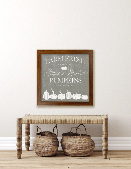 Farm Fresh Pumpkins Faux Chalkboard Framed Canvas Sign Pick Your Own Pumpkin Fall Wall Décor Mantle Autumn Seasonal