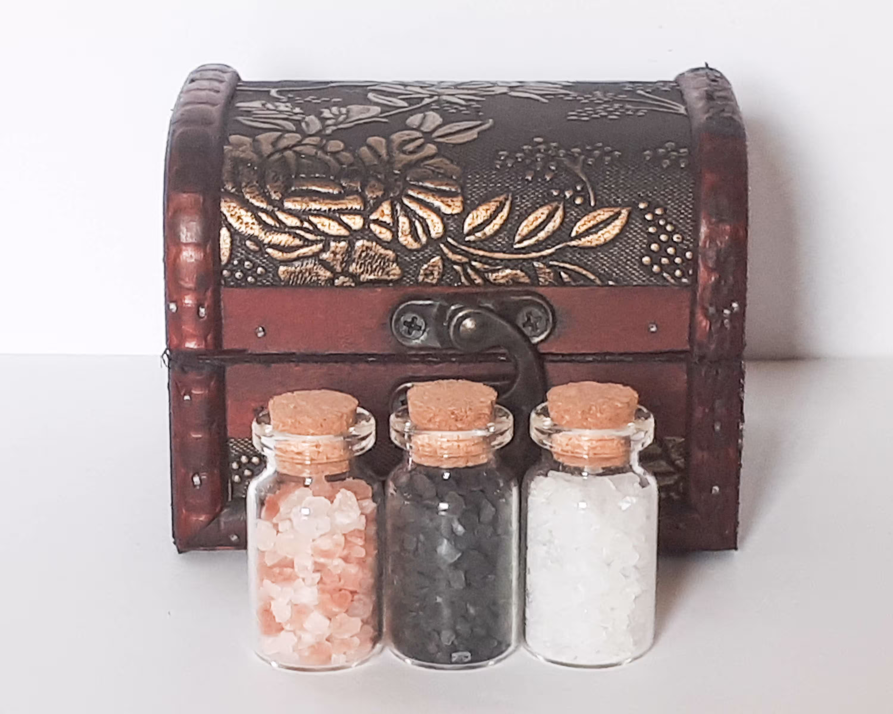 Chest Of 3 Salt Bottles - Witchcraft Kit , Spell Kit, Starter Beginners, Solitary, Hedge, Wicca, Casting, Baby Witch, Apothecary Set