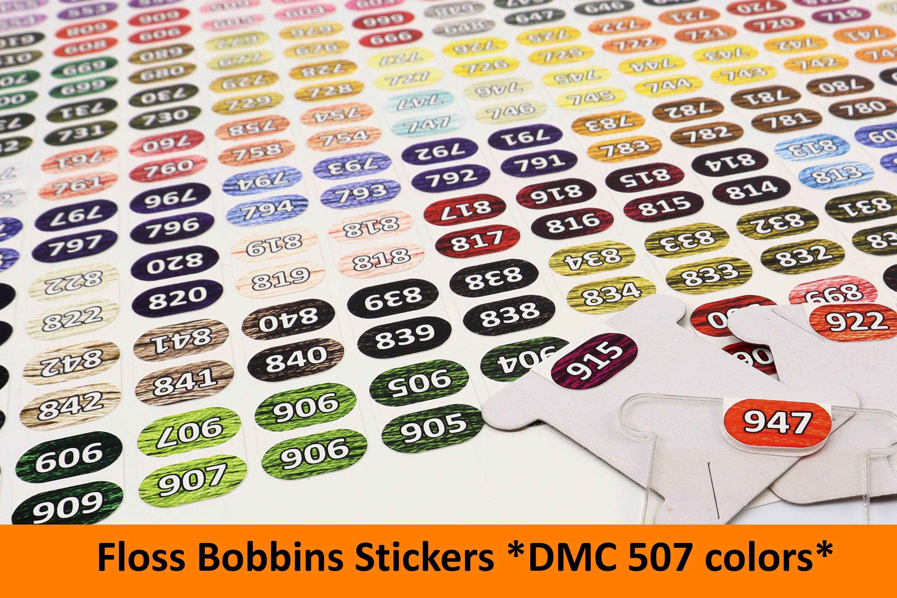 Double Vinyl Stickers Floss For Dmc Bobbin Organize Number 507 Colors