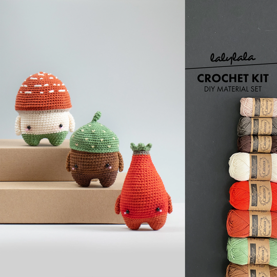 Crochet Kit Lalylala Seasons Autumn Amigurumi Diy Toadstool, Rosehip, Acorn, Craft For Beginners, Make Your Own Autumn Decorations