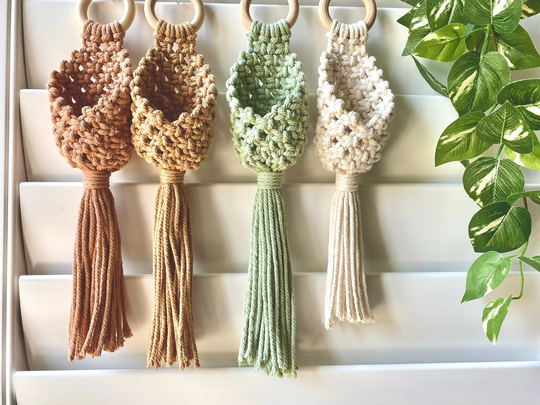 Macrame Natural Color Plant Hanger Mini | Air Holder Boho Style Pod