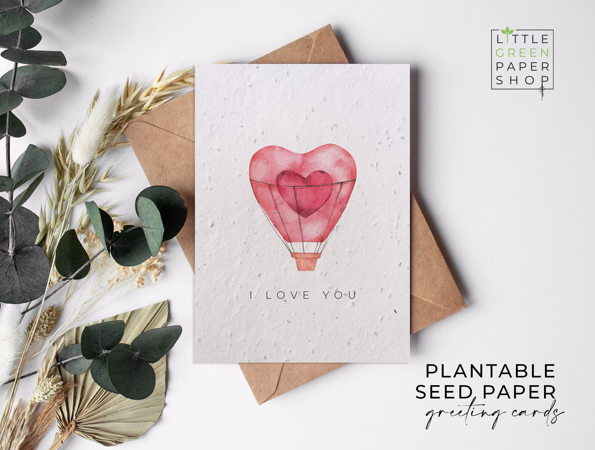 Plantable Flower Seed Paper Cards A6 - I Love You, Valentines, Girlfriend, Boyfriend, Wife, Greeting, Gardening, Eco-Friendly, Biodegradable