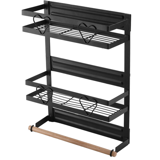 Lifcausal - Refrigerator Magnetic Spice Rack Steel Frame Organizer Spice Storage Shelf Magnetic Fridge Rack Kitchen Magnet Organizer Seasoning Bottle