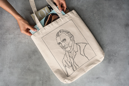 Vincent Van Gogh - Line Art Organic Tote Bag