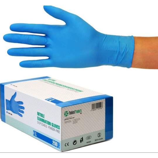 Gloves, Powder Free, Disposable, Extra Strong - Box of 100 - Size l