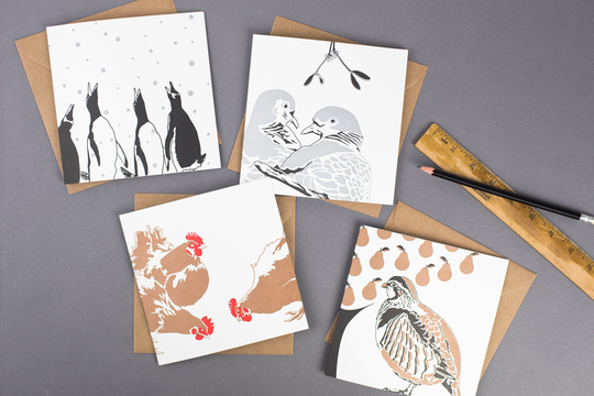 Twelve Days Of Christmas - Letterpress Cards Seasonal Cards Xmas Card Set 12 Metallic