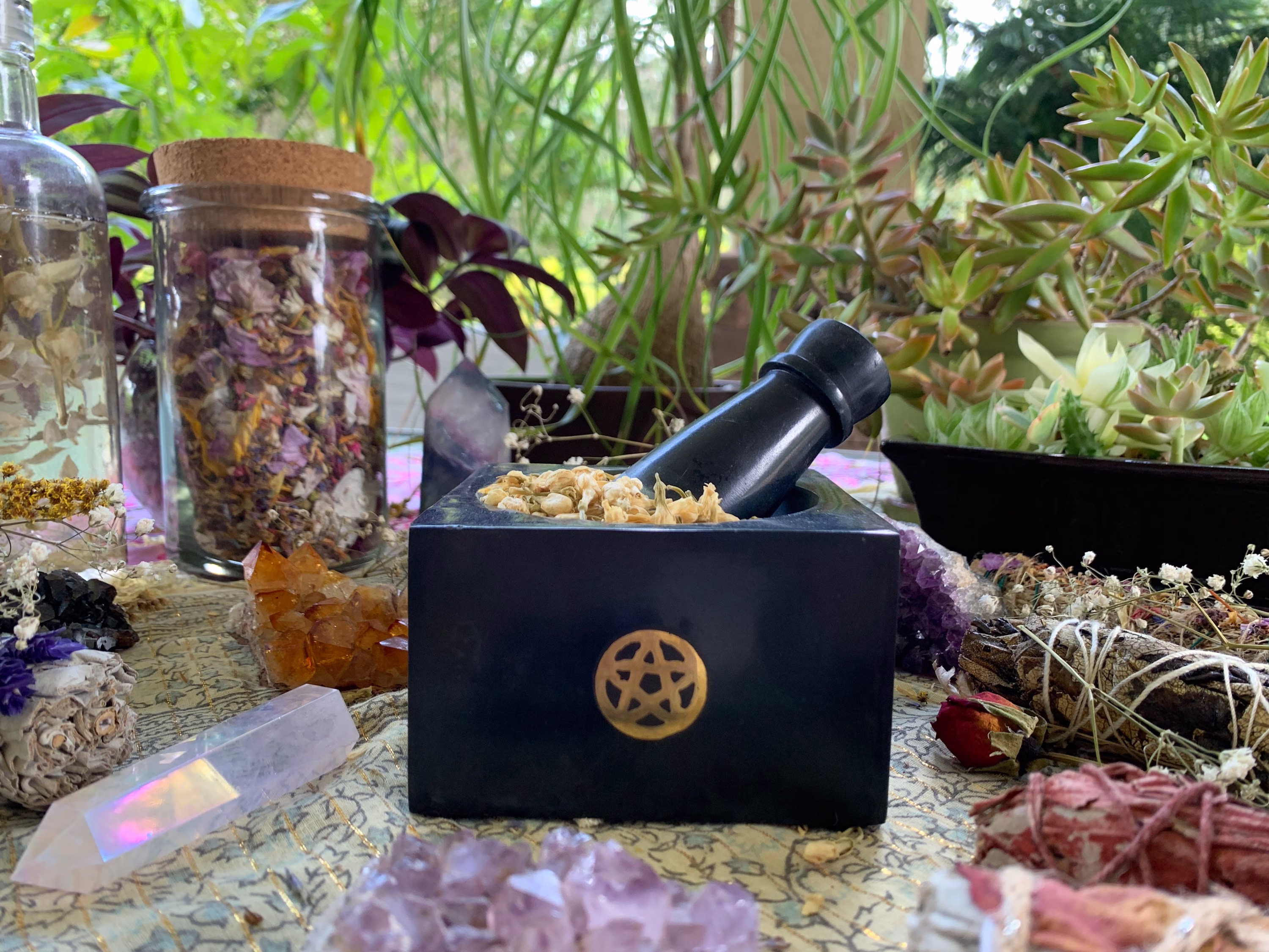 Square Pentacle Mortar & Pestle with Cedar Kit