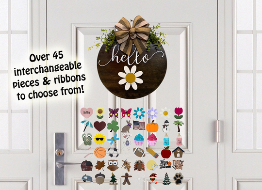 Door Hanger Welcome Hello Wreath Porch Front Interchangeable Season Changer Wedding Gift Housewarming Fall Farmhouse
