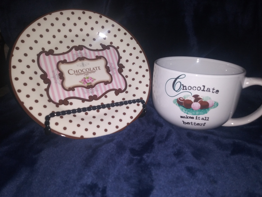 Chocolate Lovers-Very Large Cup & Plate-Vintage-Large Adorable