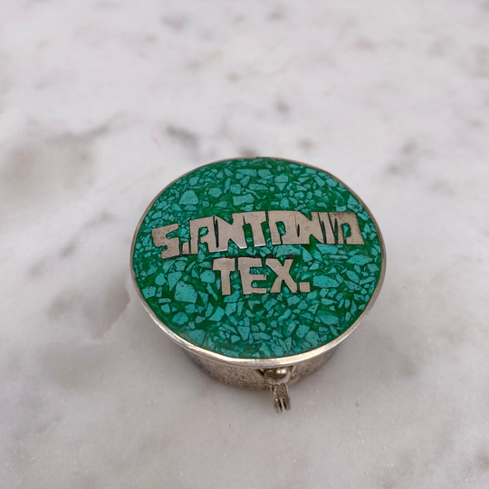 San Antonio Abalone Shell & Enamel Pill Box, Alpaca Mexico Silver, Collectible, Snuff Box, Trinket Earrings Medicine Gift