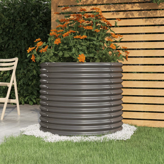 Asupermall - Garden Planter Powder-coated Steel 80x80x68 cm Grey