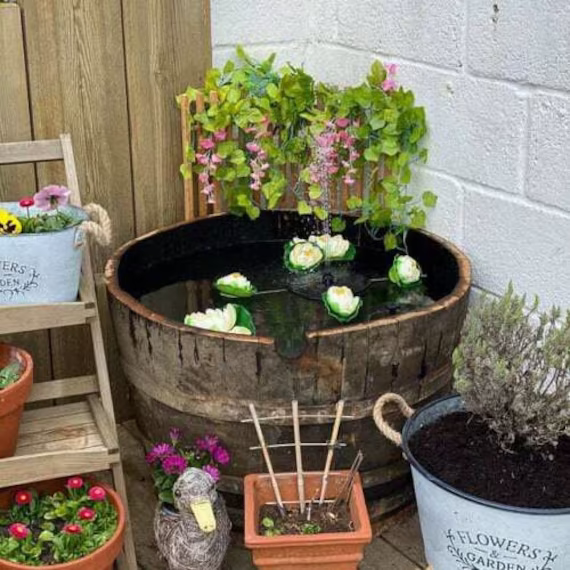 Watertight Whisky Barrel | Large Genuine Half Oak Whiskey Plant Container Lily Flower Pot