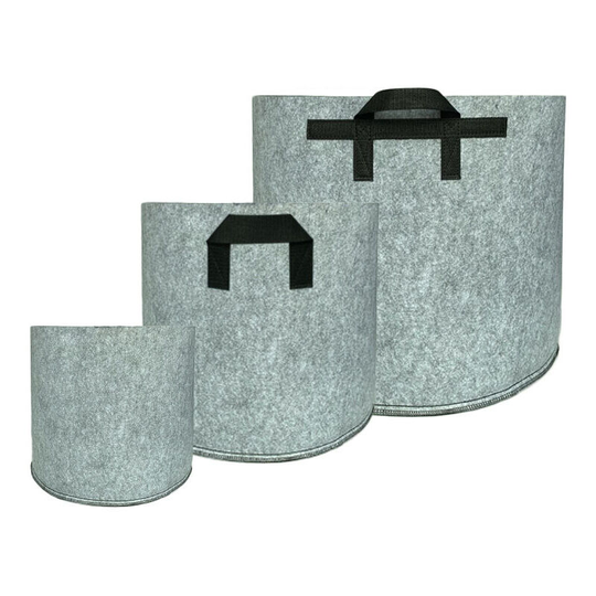 Planting grow bags 10-pack Plat pots made of fabric felt(Grey,2 gallon,22*20cm) - Muff