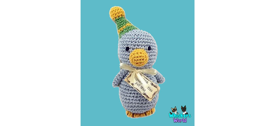 Duck Organic Knit Dog Toy - Squeaker Plush Dog Toy Small Crochet Stuffed Handmade