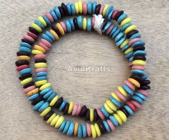75/150 8-9mm Powder Glass Spacer Beads. Ghana Krobo Saucer African Beads . Avidkrafts | 499