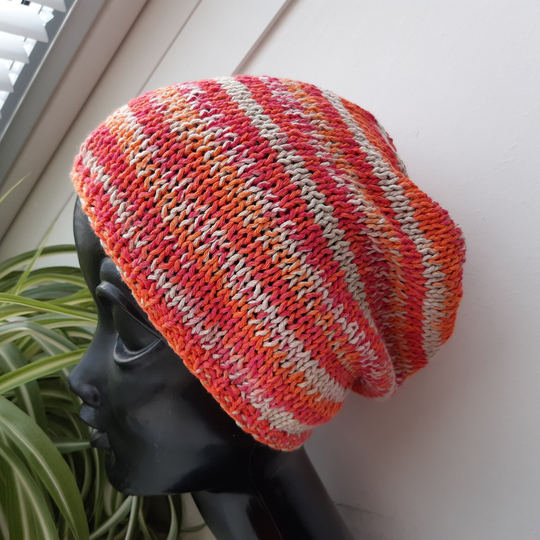 Pure Organic Cotton Knitted Beanie Powder Rose Salmon Orange Pink Subtle Gray