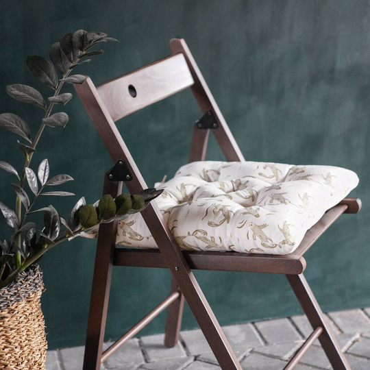 Sakana Fish Print Recycled Chair Pad In Herb