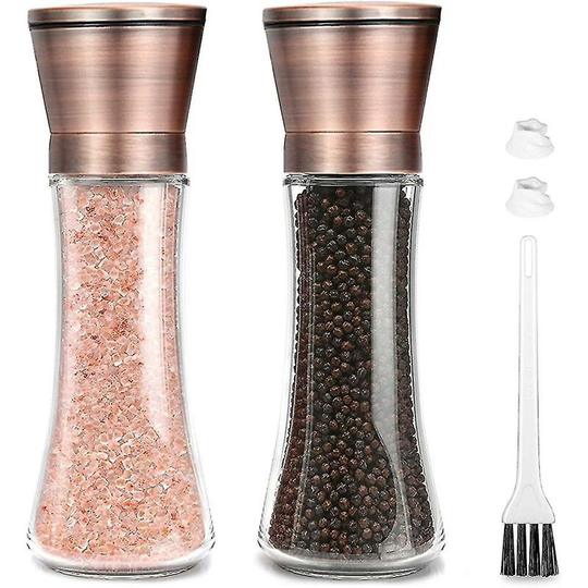 Salt And Pepper Mill Set, Grinder For Salt, Pepper, Spice Set, 6 Oz Glass High