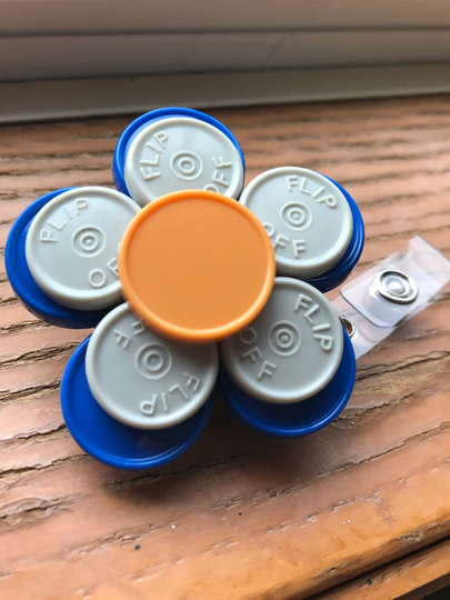 Flower Medicine Vial Cap ID Badge Reel