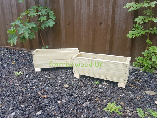 2x Wooden Planters, Garden Flower Containers, Planter Boxes On Feet, Ideal For Bedding, Herbs, Perfect Gift