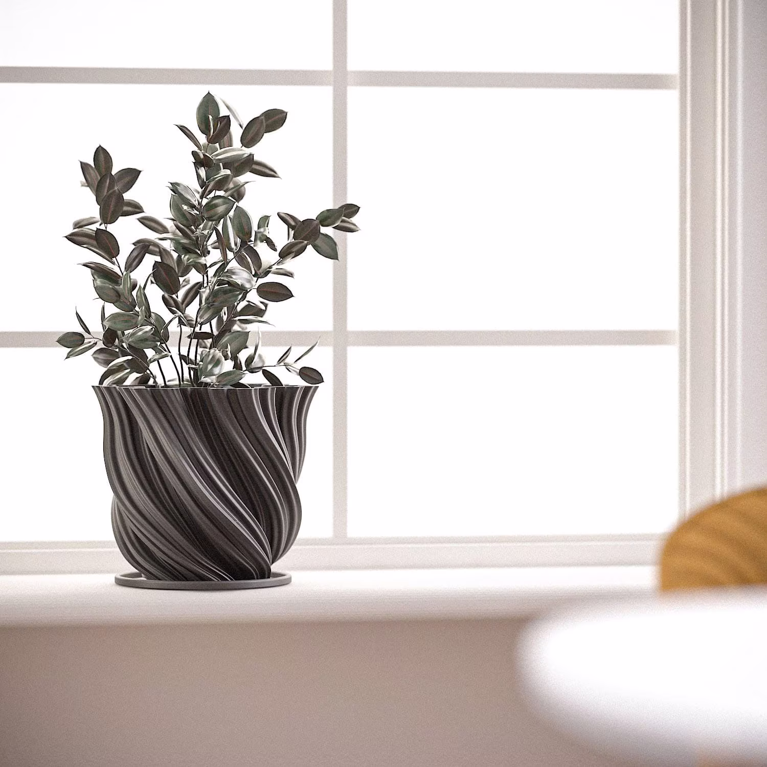 Planter Pot With Drainage, Fractal For Succulents, Flowers & Small Plants | Plants Not Included Black