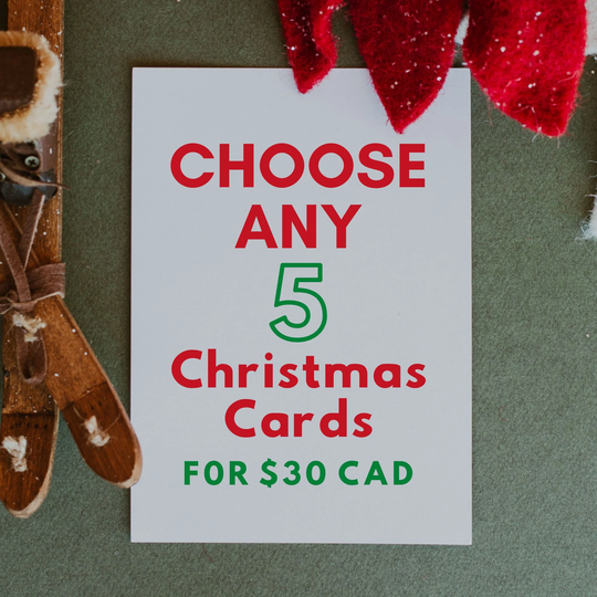 Card Deal Set Of 5 - Choose Your Own Christmas Cards, Blank Seasonal Cards