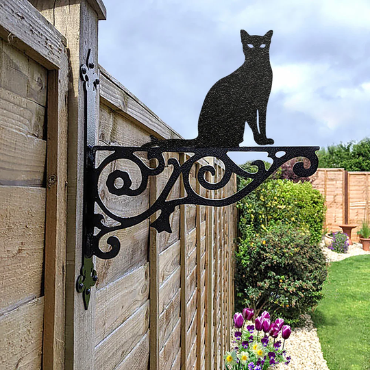 Siamese Ornamental Hanging Bracket - Contemporary Basket Wall Mounted Decorative Garden Black