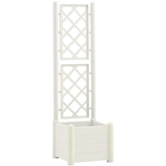 Garden Planter with Trellis 43x43x142 cm pp White Vidaxl White