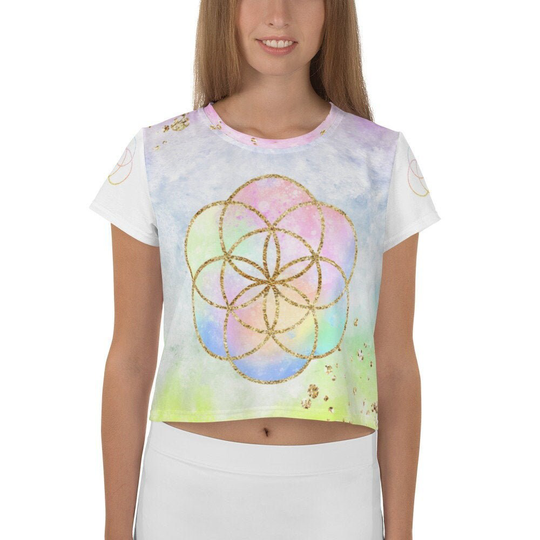 Cosmic Powers Seed Of Life Sacred Geometry Crop Top Tee Shirt By Goddess Swagâ„¢ Version 1.0