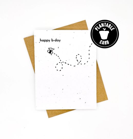 Wildflower Seed Paper Card, Happy Bee Day, Birthday, Eco-Friendly Gifts, B-Day Birthday Card For Friend, Cute