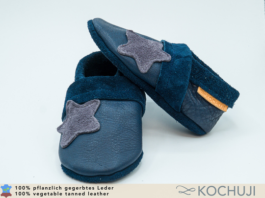Organic Leather Slippers Star/Personalizable Vegetable Tanned Various Colours Slip-Ons