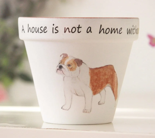 Personalised English Bulldog Terracotta Plant Pot, Owner Gift, Memorial Pet Pot