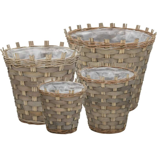Topdeal - Planter 4 pcs Wicker with pe Lining VDTD12753