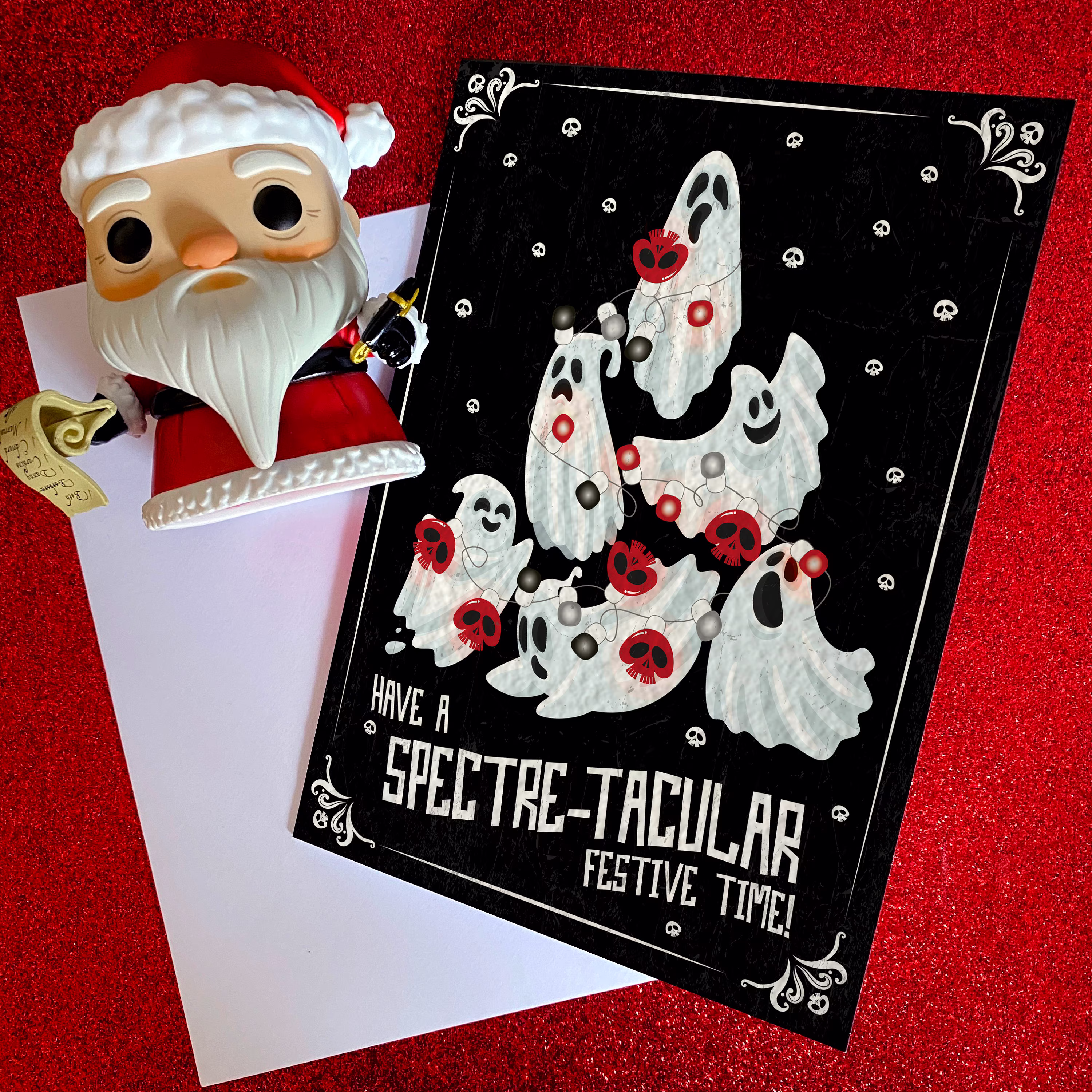 Have A Spectre-Tacular Festive Time - Alternative Dark Gothic Christmas Card, Available As Single Or in Packs. Goth Card