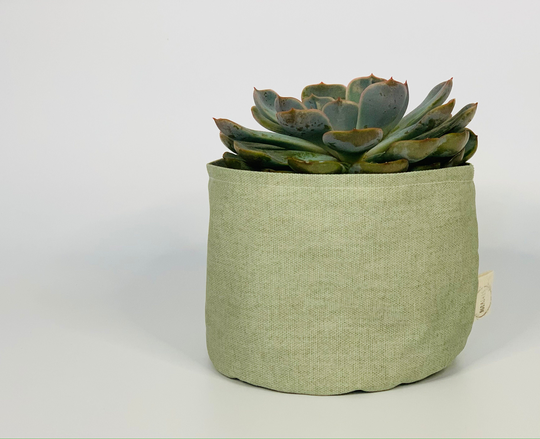 Eco Friendly Upcycled Light Green Fabric Plant Pot Cover