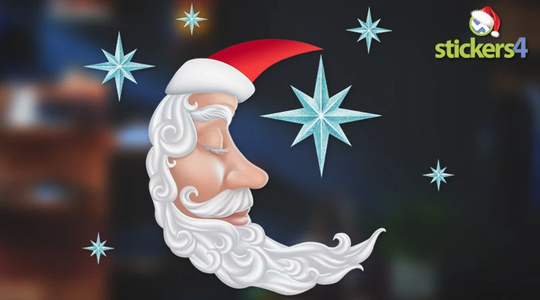 Santa Moon & Stars Christmas Window Cling/Seasonal Sticker